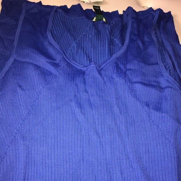 NEW Lauren Ralph Lauren Blue Ribbed Knit Sleeveless Knee Length Dress Size XL - Picture 10 of 13